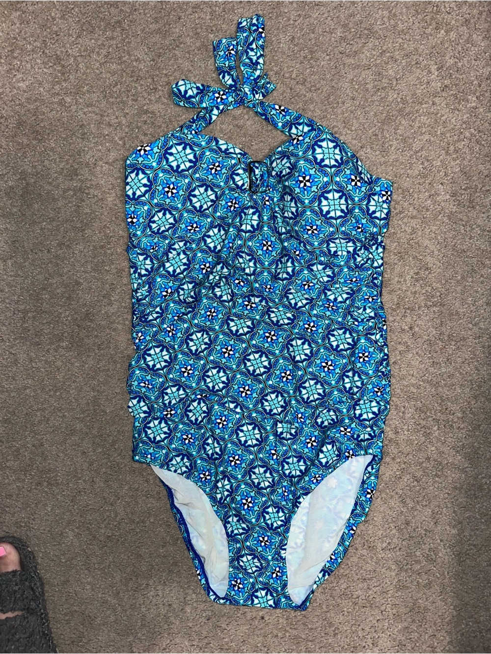 Blue Patterned Women’s One-Piece Swimsuit